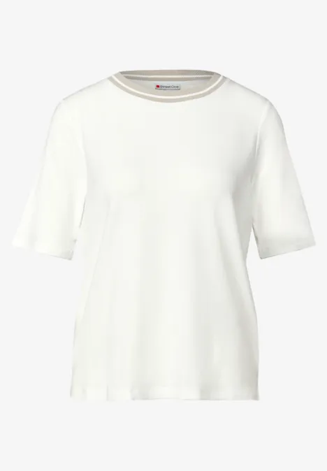 Shirt mit Rippdetail off white