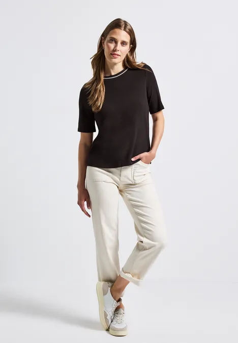 Shirt mit Rippdetail deep roast brown