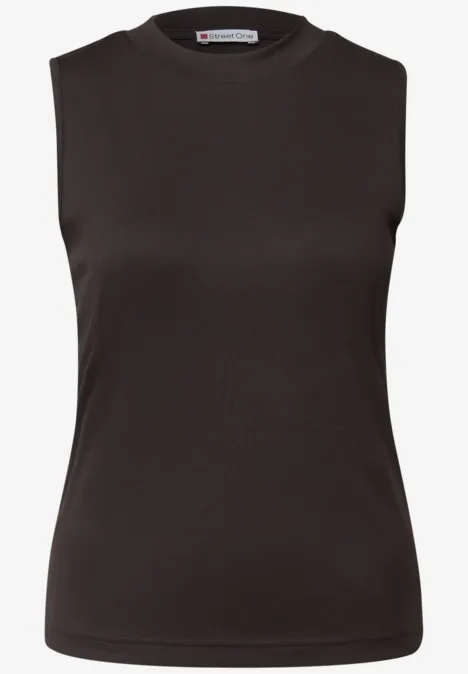 Silk-Look geribbelde top deep roast brown