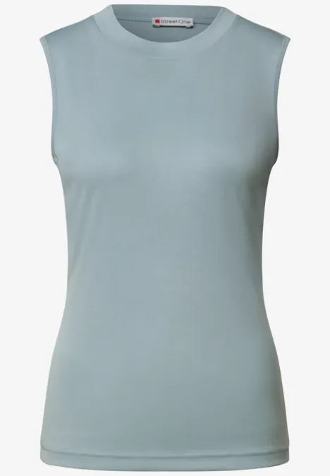Silk-Look geribbelde top arona blue