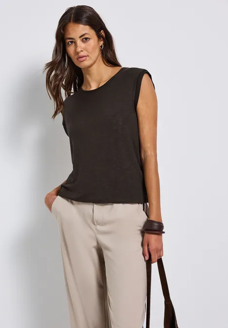 Shirt met decoratieve banden deep roast brown