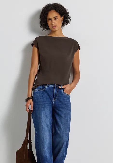 T-shirt U-Boot avec détail côtelé deep roast brown