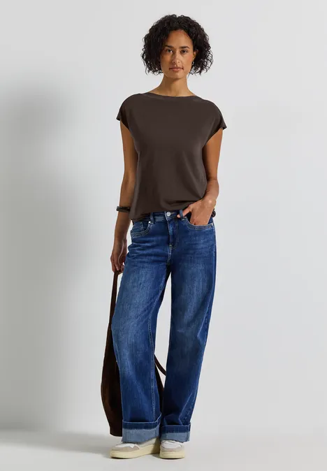 U-Boot Shirt mit Rippdetail deep roast brown