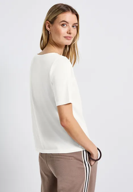 Shirt mit U-Boot-Ausschnitt off white