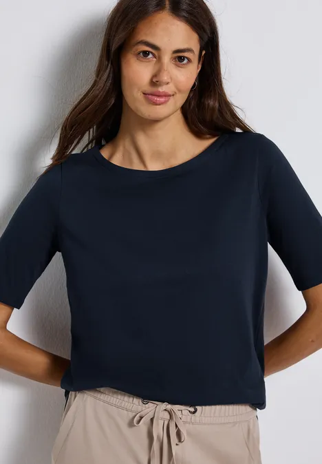 T-shirt avec encolure en U deep blue