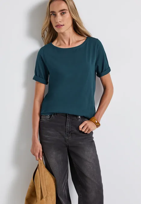 Shirt mit U-Boot-Ausschnitt tide blue