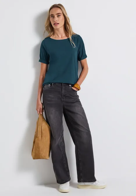 Shirt mit U-Boot-Ausschnitt tide blue