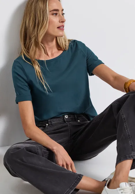 Shirt mit U-Boot-Ausschnitt tide blue