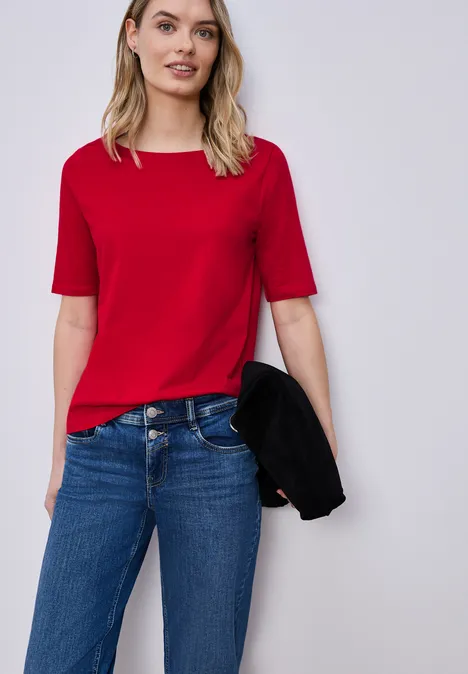 Koszulka z dekoltem w łódkę racing red Koszulka z dekoltem w łódkę racing red