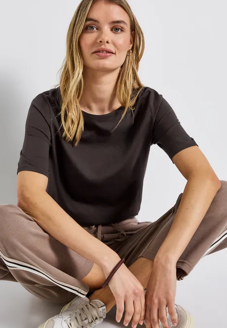 Shirt mit U-Boot-Ausschnitt deep roast brown