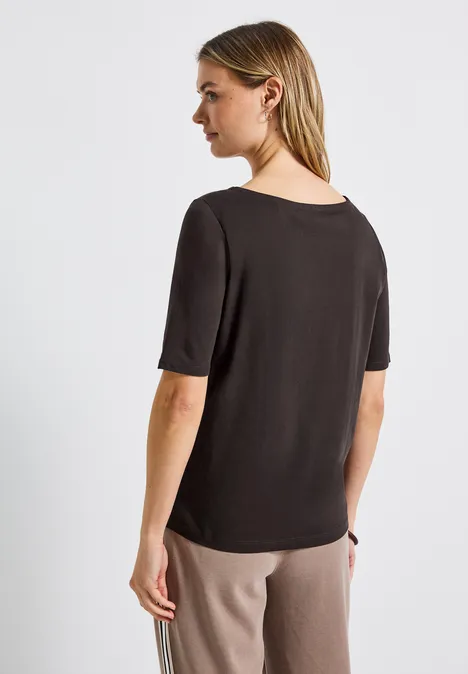 Shirt mit U-Boot-Ausschnitt deep roast brown