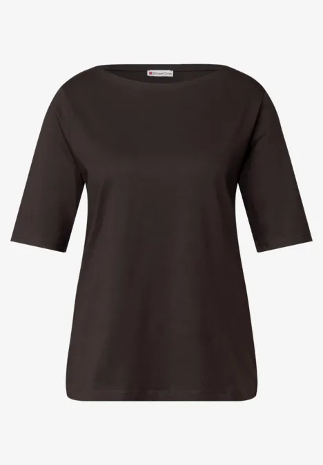 Shirt mit U-Boot-Ausschnitt deep roast brown