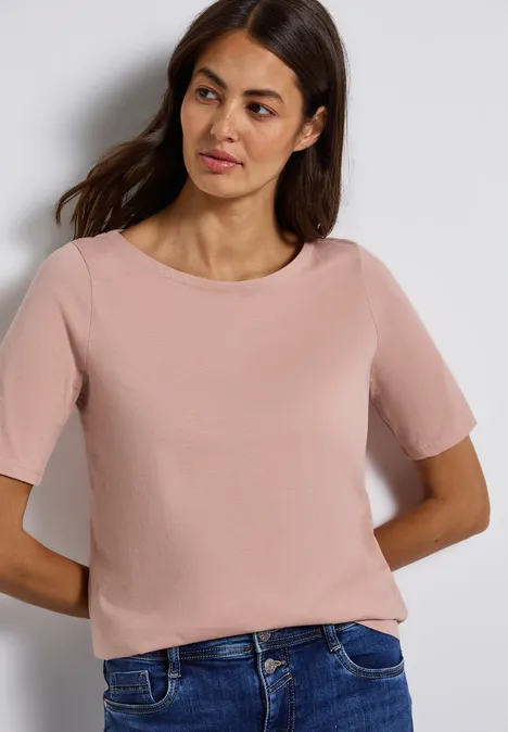T-shirt avec encolure en U faded rose