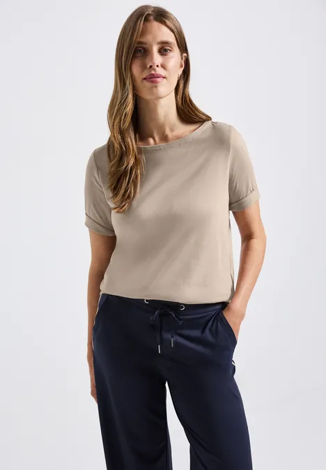 Shirt mit U-Boot-Ausschnitt morning beige