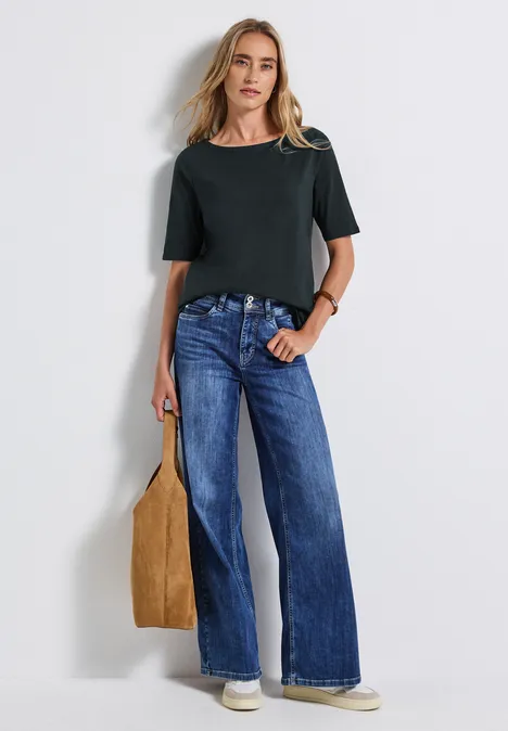 Shirt mit U-Boot-Ausschnitt evernight green