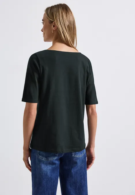 Shirt mit U-Boot-Ausschnitt evernight green