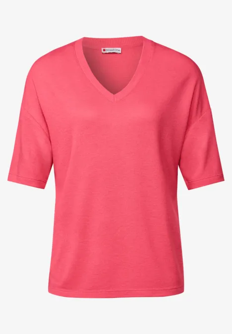 Gebreid V-hals Shirt almond coral
