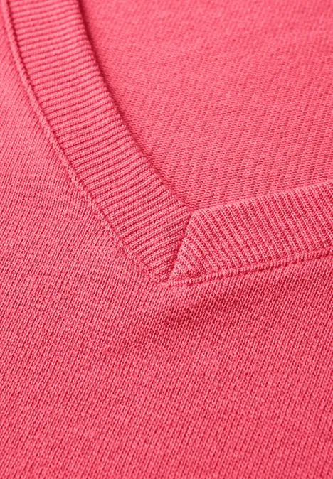 Strick-Look V-Neck T-Shirt almond coral