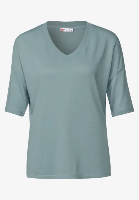 Gebreid V-hals Shirt arona blue