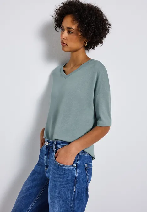 Gebreid V-hals Shirt arona blue