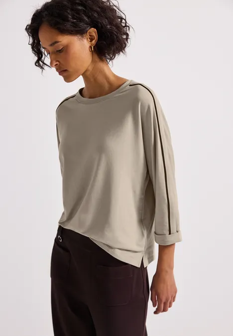 Shirt mit Galonstreifen morning beige