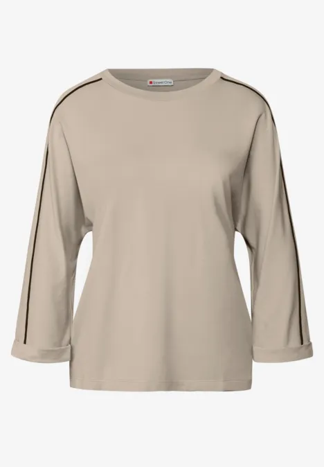 Shirt mit Galonstreifen morning beige