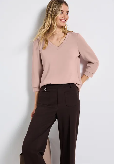 Silk-Look Shirt mit Raffung faded rose