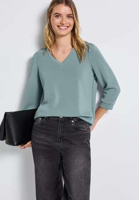Silk-Look Shirt mit Raffung arona blue