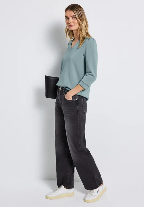 Silk-Look Shirt mit Raffung arona blue
