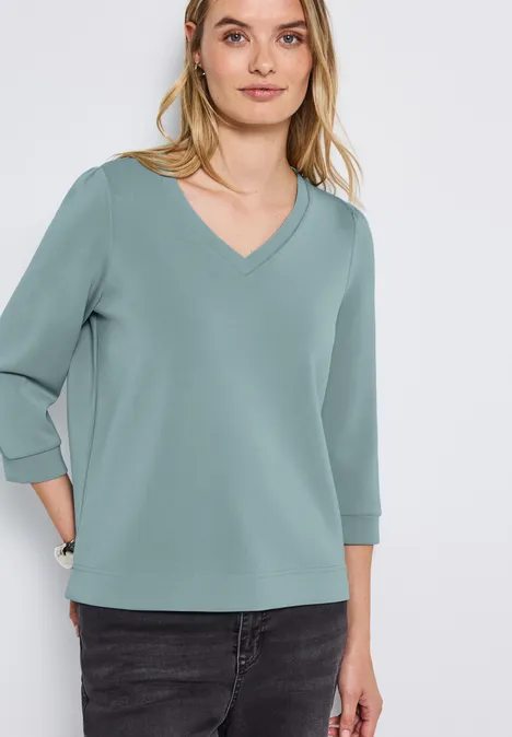 Silk-Look Shirt mit Raffung arona blue
