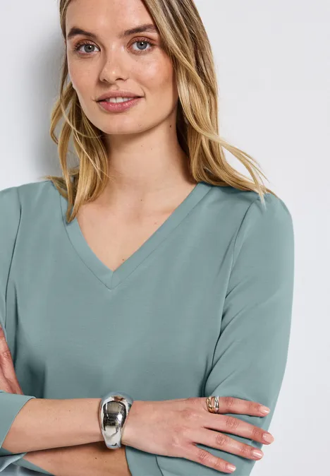 Silk-Look Shirt mit Raffung arona blue