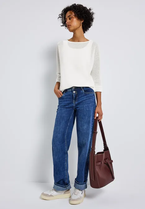 Strick-Look Shirt off white