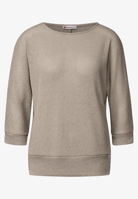 Shirt met gebreide look morning beige