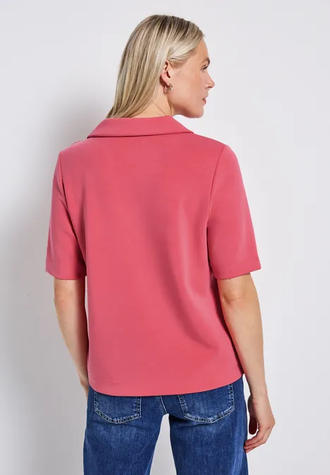 Silk-Look Poloshirt almond coral