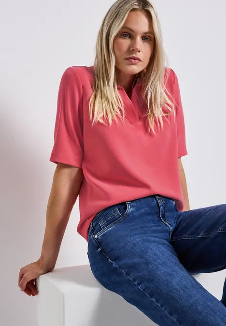 Silk-Look polo almond coral