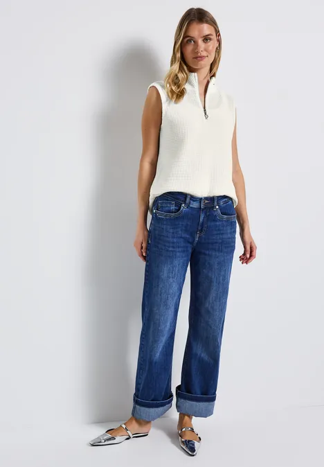 Turtleneck Shirt mit Zipper off white