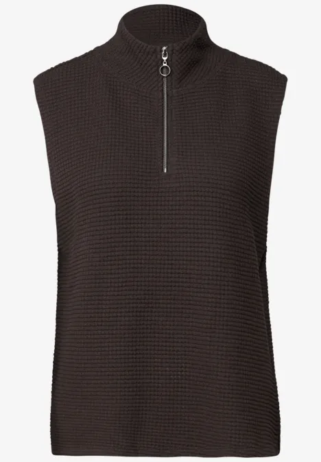 Turtleneck Shirt mit Zipper deep roast brown