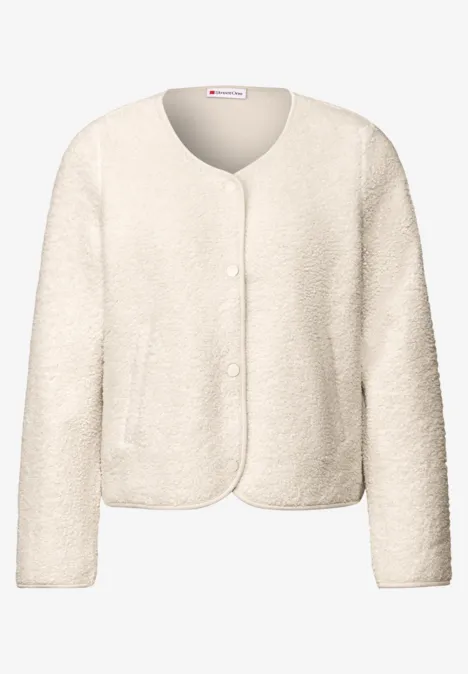 Teddy jas met knoopsluiting tusk cream