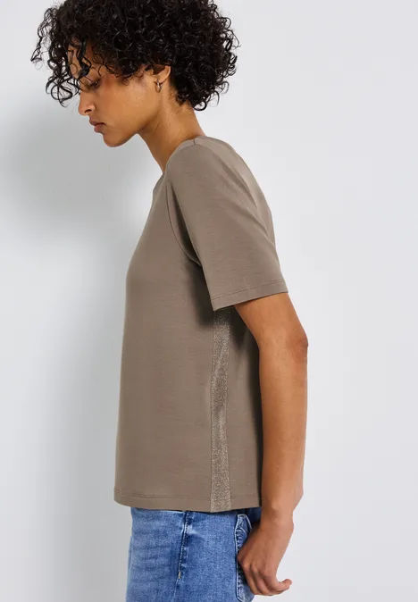 T-shirt à rayures scintillantes bark brown