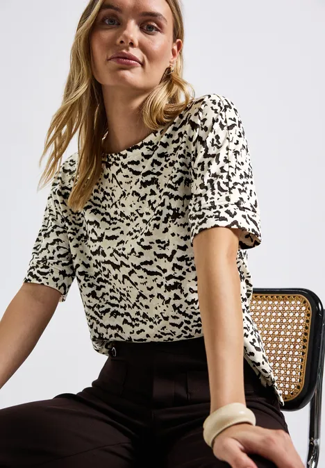 Gemustertes Batwing Shirt morning beige