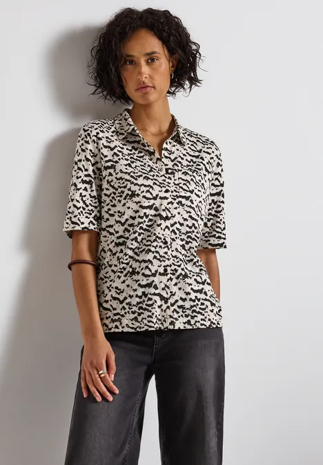 Shirt im Blusenlook morning beige