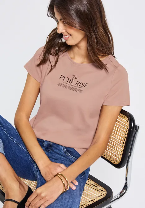 Shirt met tekst kunstwerk faded rose