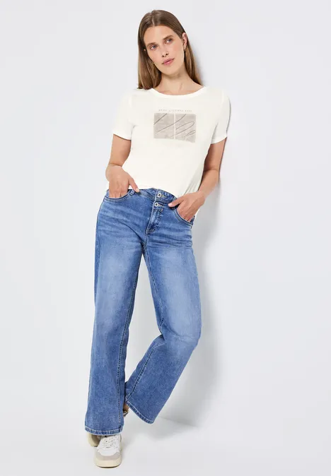 Shirt met kunstwerk en omslag off white