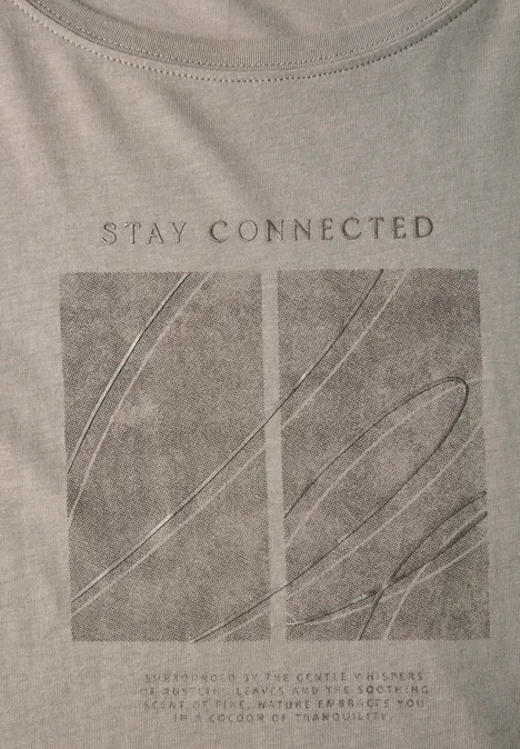 Artwork Shirt mit Turn-Up morning beige