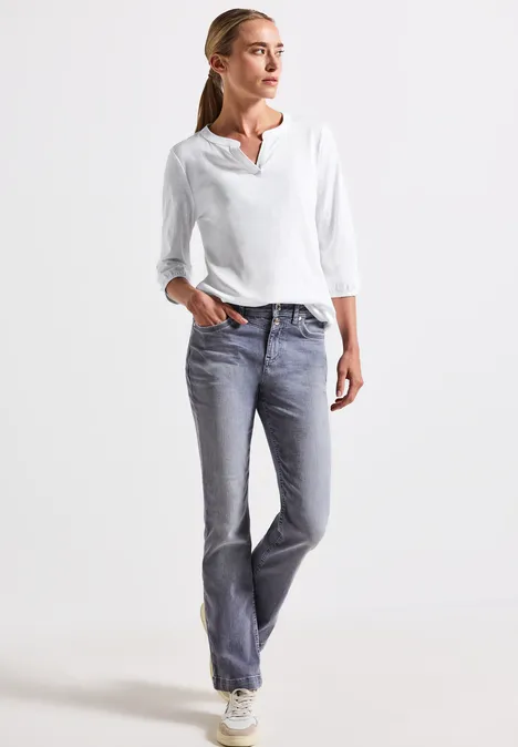 Split Neck Jersey Shirt White