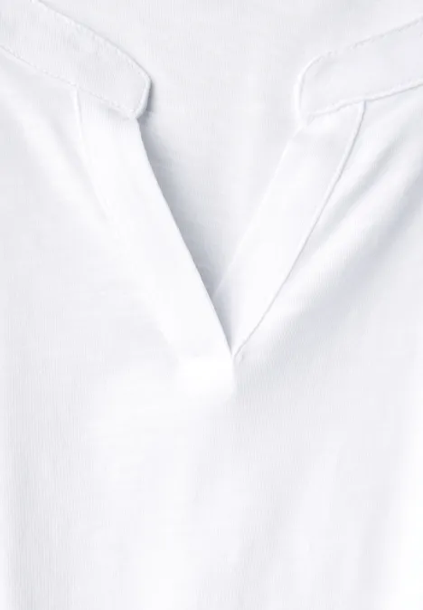 Split Neck Jersey Shirt White