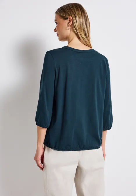 Split Neck Jersey Shirt tide blue
