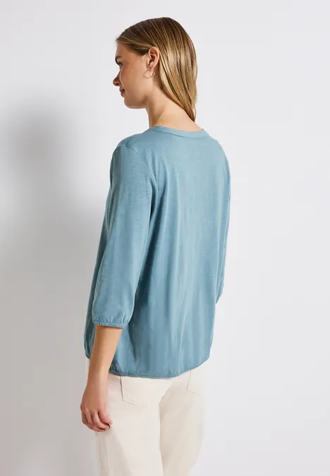 Split Neck Jersey Shirt glacier blue