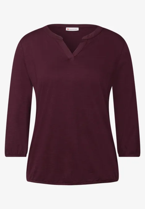 Split Neck Jersey Shirt wildberry red