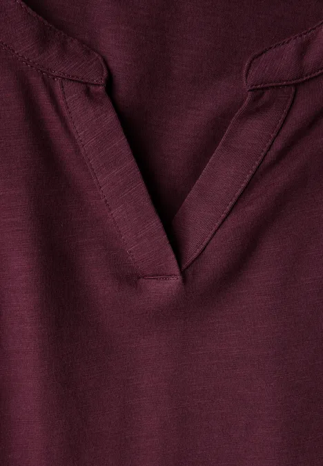 Split Neck Jersey Shirt wildberry red